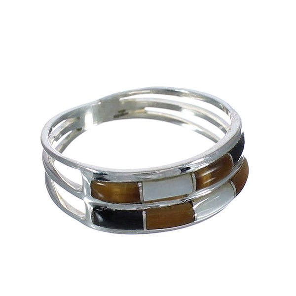 Silver And Multicolor Southwestern Ring Size 6-1/4 VX61825